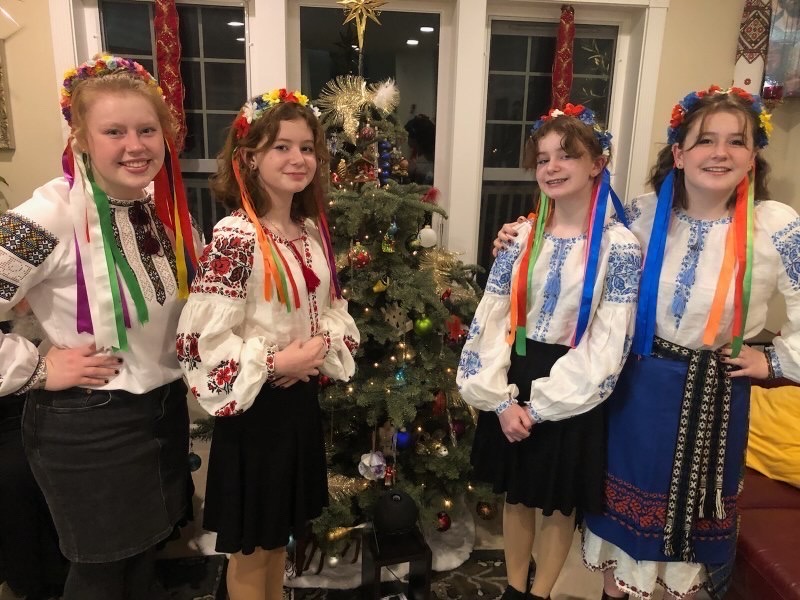 Ava Ponomarchuk and her sisters in traditional Ukrainian dress for the holidays.

Photo courtesy of Ava Ponomarchuk