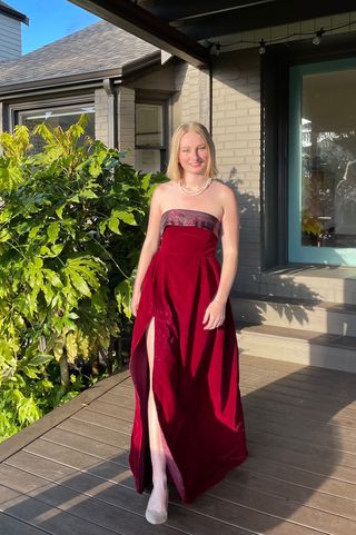 Ada Franey in the prom dress she designed and sewed. Photo Courtesy of Ada Franey.
